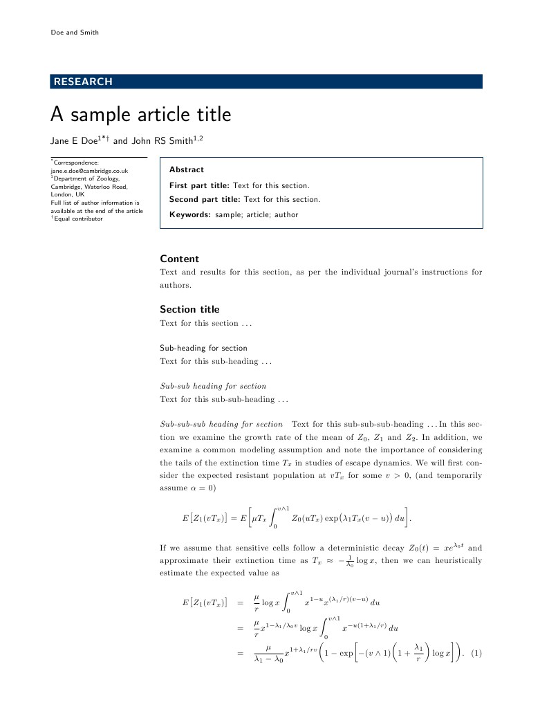 BioMed Central Journal Article LaTeX Template Screenshot