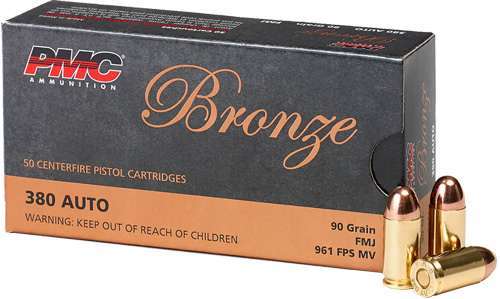 PMC Bronze .380 Ammo 90 Grain FMJ 50rds – 380A