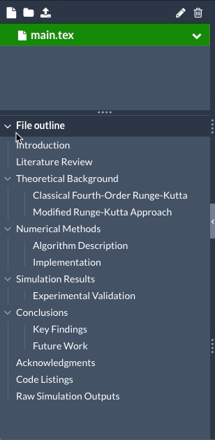 Expanding and collapsing the file outline