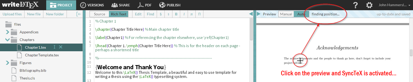 WriteLaTeX SyncTeX demo screenshot 3