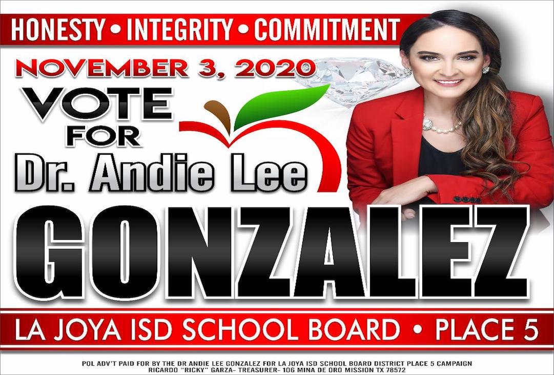 Dr Andie Lee Gonzalez for La Joya ISD Place 5 logo