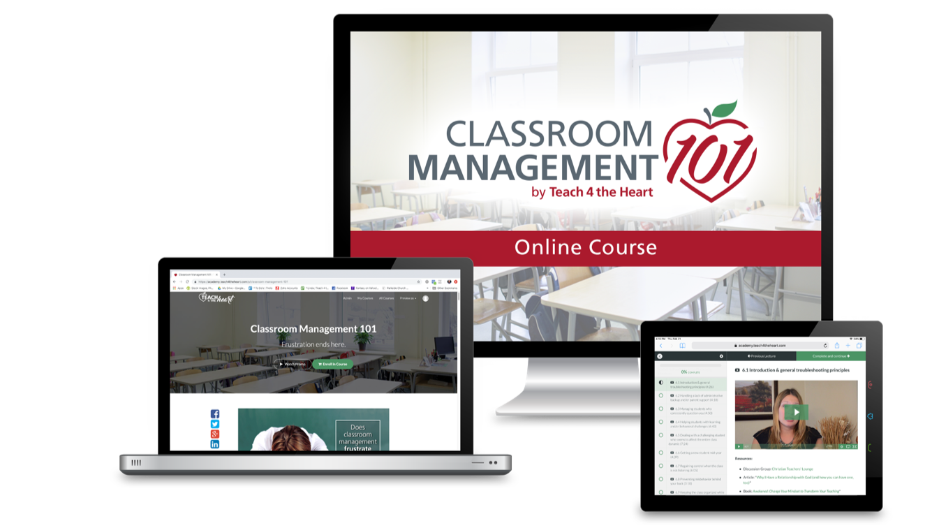  /></span></p><h2>So What’s In the Course?</h2><p>When your enroll in Classroom Management 101, you get…..</p><ul><li>The complete, organized system that will walk you step-by-step through the process of developing & implementing a strong classroom management strategy</li><li>6 video modules that will help you tackle various problems such as how to address specific classroom issues and how to motivate your students to learn.</li><li>Printable manual with additional resources, guides, and notes already taken for you!</li><li>The opportunity to network with other teachers by leaving comments or asking questions after each video.</li><li>An invitation to join Christian Teachers’ Lounge, our Facebook discussion group.</li><li>Advice on specific classroom challenges that teachers commonly face.</li></ul></div></div></div></div><p> </p><h3 style=