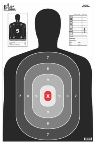 PROSHOT 23IN X 35IN B27 SILHOUETTE TARGET- PRO RED CENTER 5 PACK B-27E ...