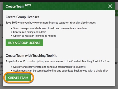 Overleaf Create Team