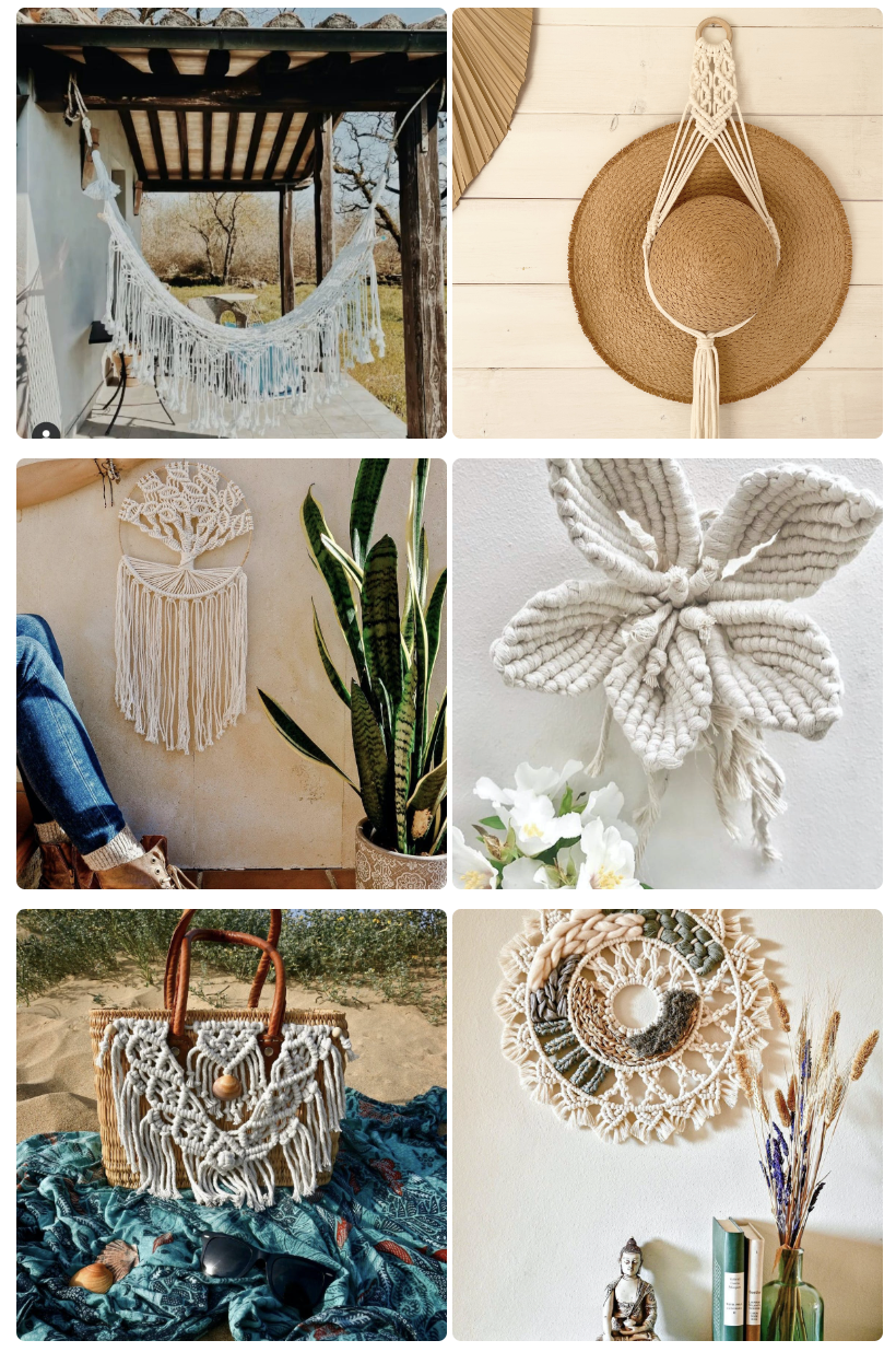 Example of the projects from the macrame community