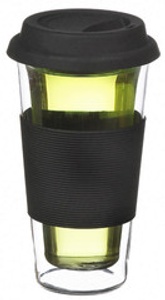Glassen XL Hand Made double walled glass travel mug, 450 ml capacity