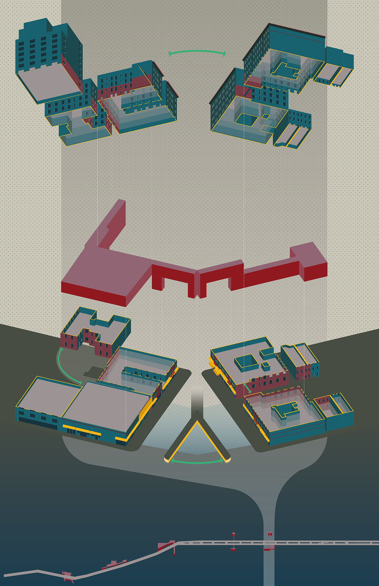 Exploded Isometric Drawing - Columbia GSAPP