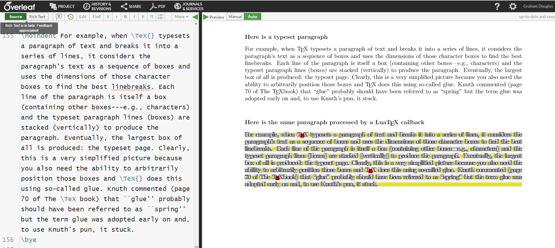 Screenshot of an Overleaf project