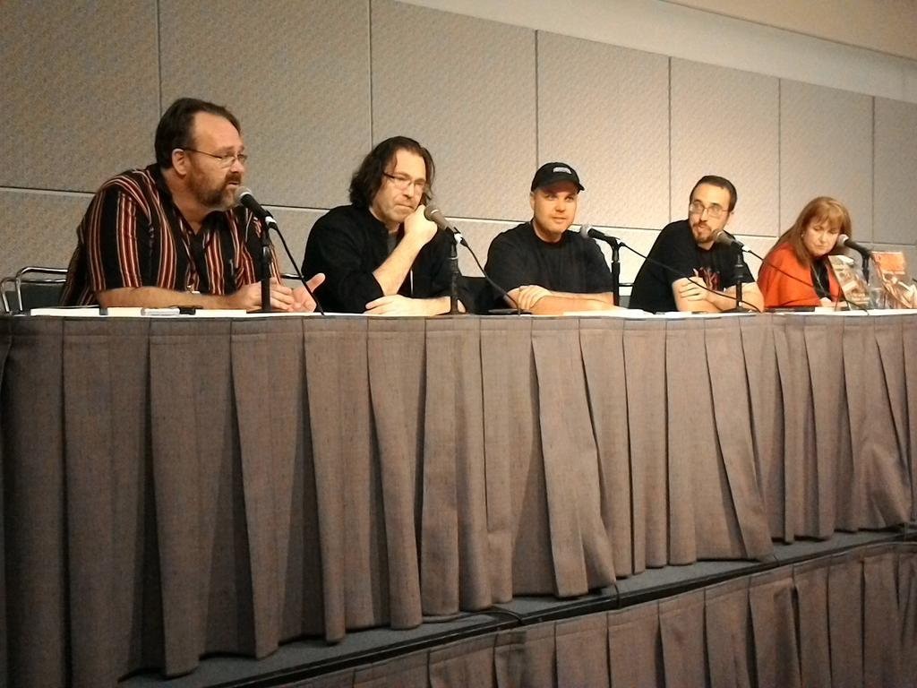 Me, speaking with best selling authors Rebecca Moesta, Peter Wacks, and Neo Edmund at Los Angeles Comic Con