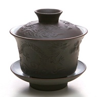 DeRen Dark Clay Dragon Gaiwan and cups from Teaware