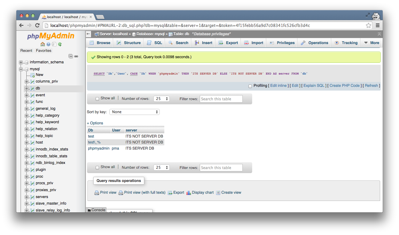 SQL output