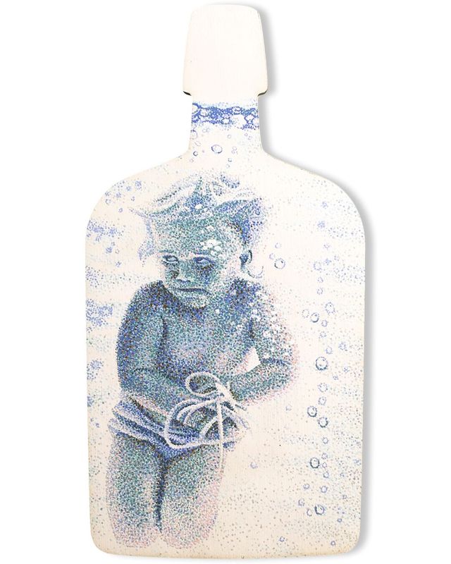 image: "Baby Bottle" 9x12 acrylic on wood