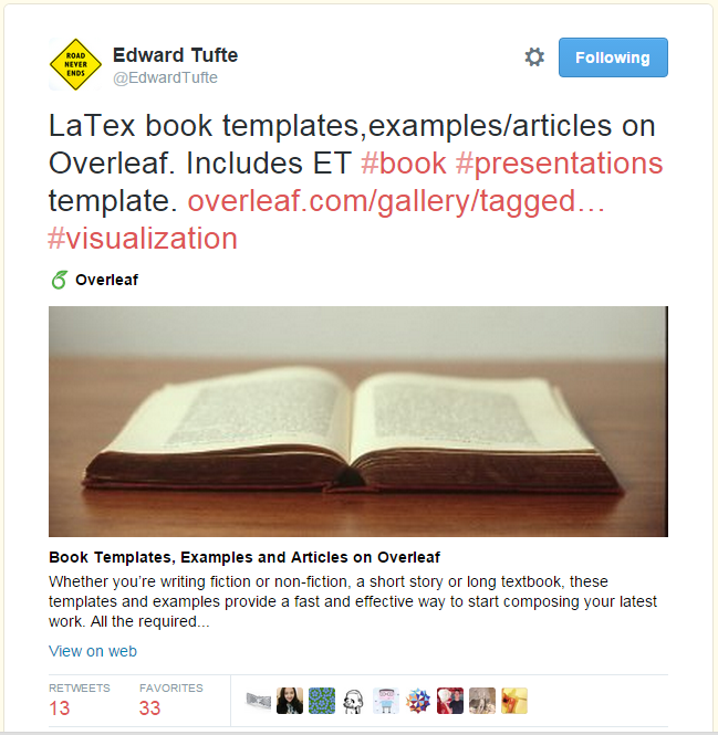 Edward Tufte Overleaf template tweet