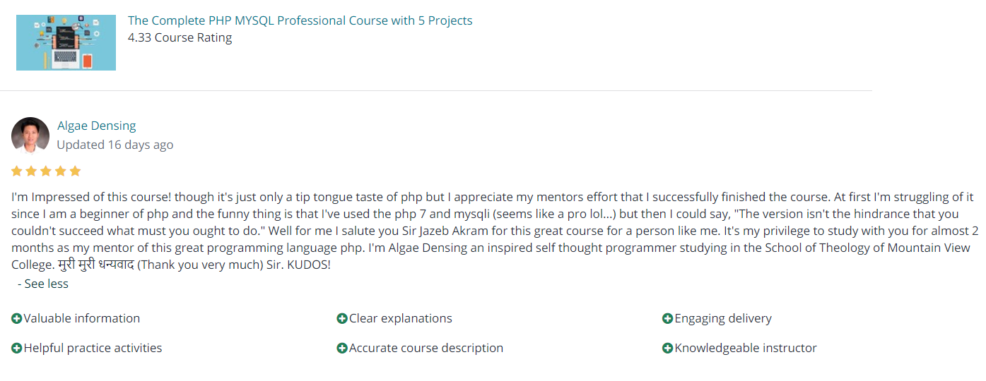 Complete PHP course review