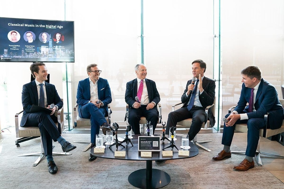 Mark Rutte, Prime Minister of The Netherlands shares his passion and deep knowledge for classical music as he joined a panel discussion with Clive Gillinson, Graham Parker, Thomas Steffens, moderated by Matthew Bird at the Lincoln Center for the Performing Arts, where they shared how digital initiatives are transforming the classical music industry.