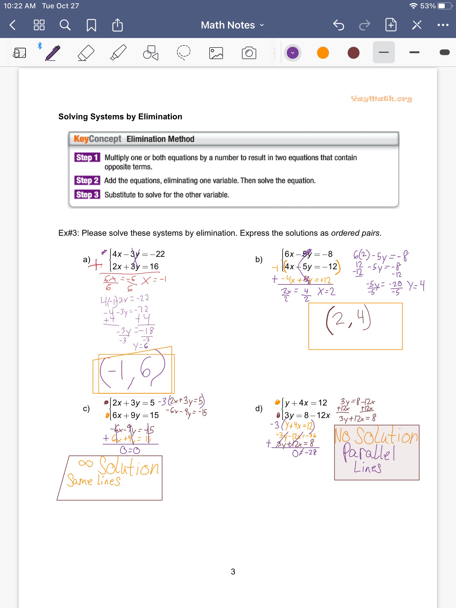 Example showing how students have the option to print, or work digitally