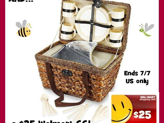 Win Bamboo Insulated Picnic Basket And 25 Walmart Gift Card