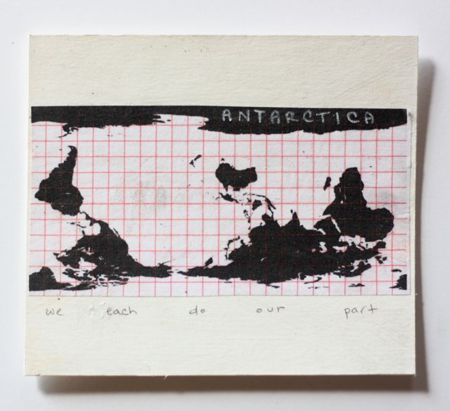 image: We Each do our part. 4x4.5inches, paper and wheatpaste on museum board