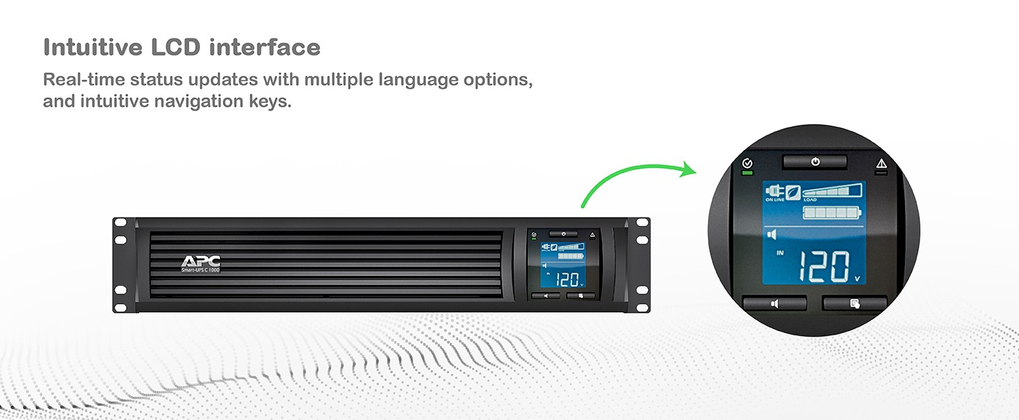 APC Smart-UPS C, Line Interactive, 1000VA, Rackmount 2U, 120V, 6x