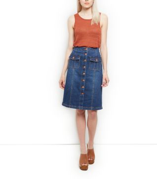 new look denim midi skirt
