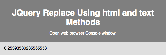Web view Math.random with HTML markup using JQuery text method.