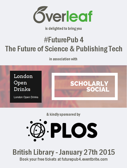 Overleaf writelatex futurepub scholarly social london open drinks PLOS event logo January 27th