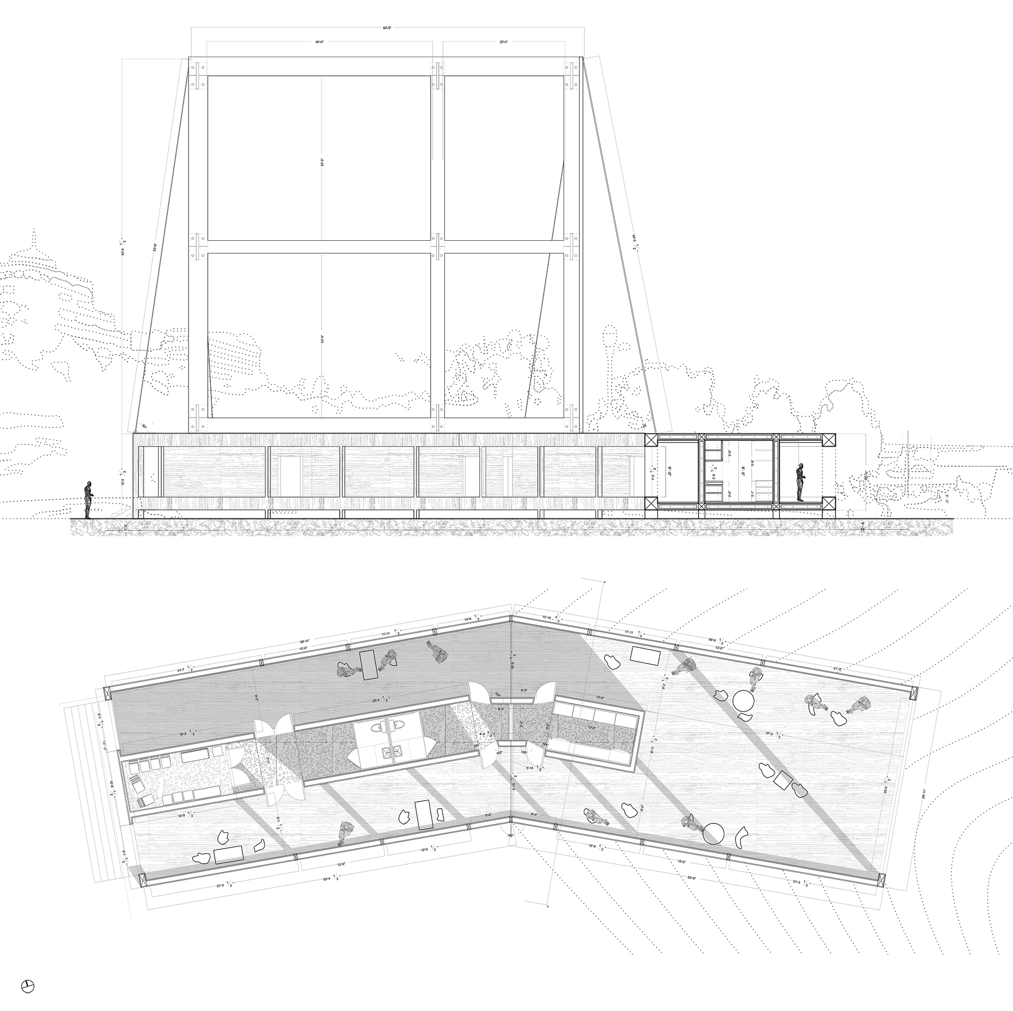 Screen plan and section drawing - Columbia GSAPP