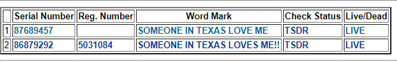 someone in texas loves me search results