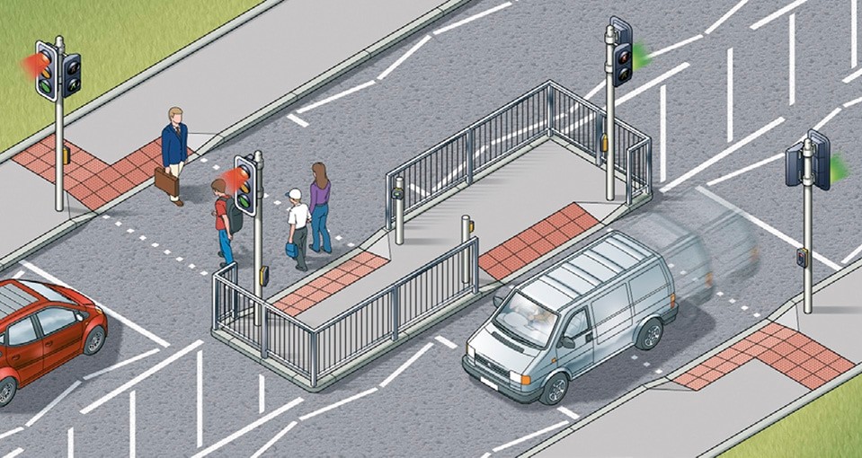 Rule 28- Staggered crossings (with an island in the middle) are two separate crossings