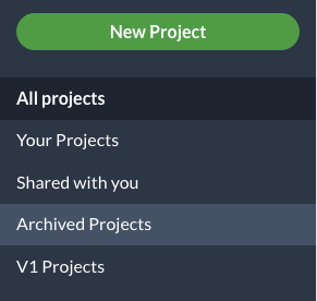 The project folders on the Overleaf v2 dashboard