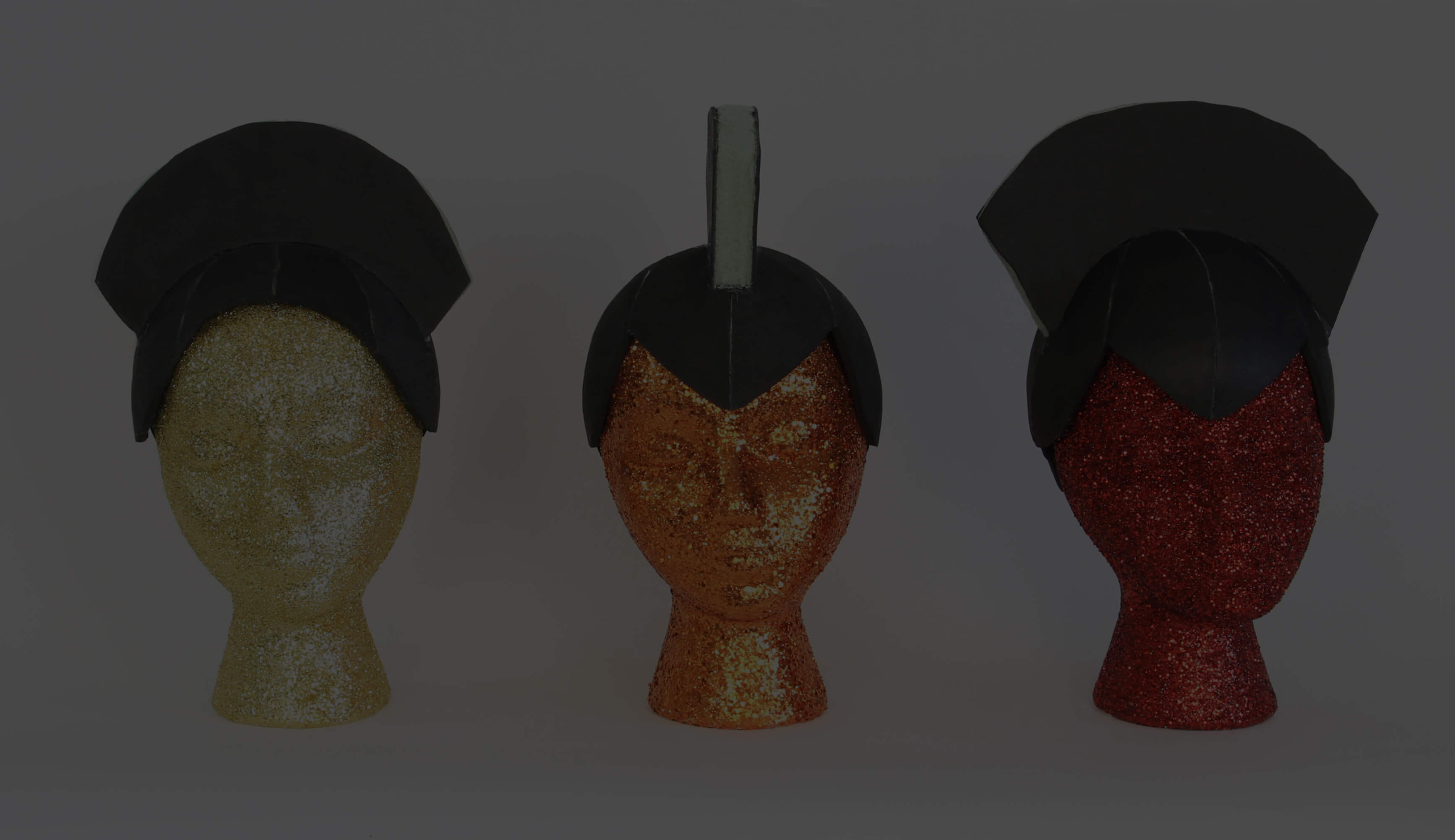 Banner image of three headdress base styles - Warrior, Peacock, and Headband - are displayed side by side, showcasing what you’ll learn in this on-demand online workshop on how to make a headdress base.