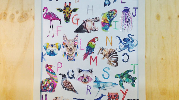 Farrah's stone ABC animal artwork -