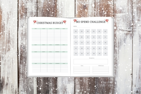Christmas budget planner opened