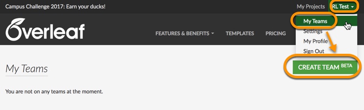 Overleaf Create Team