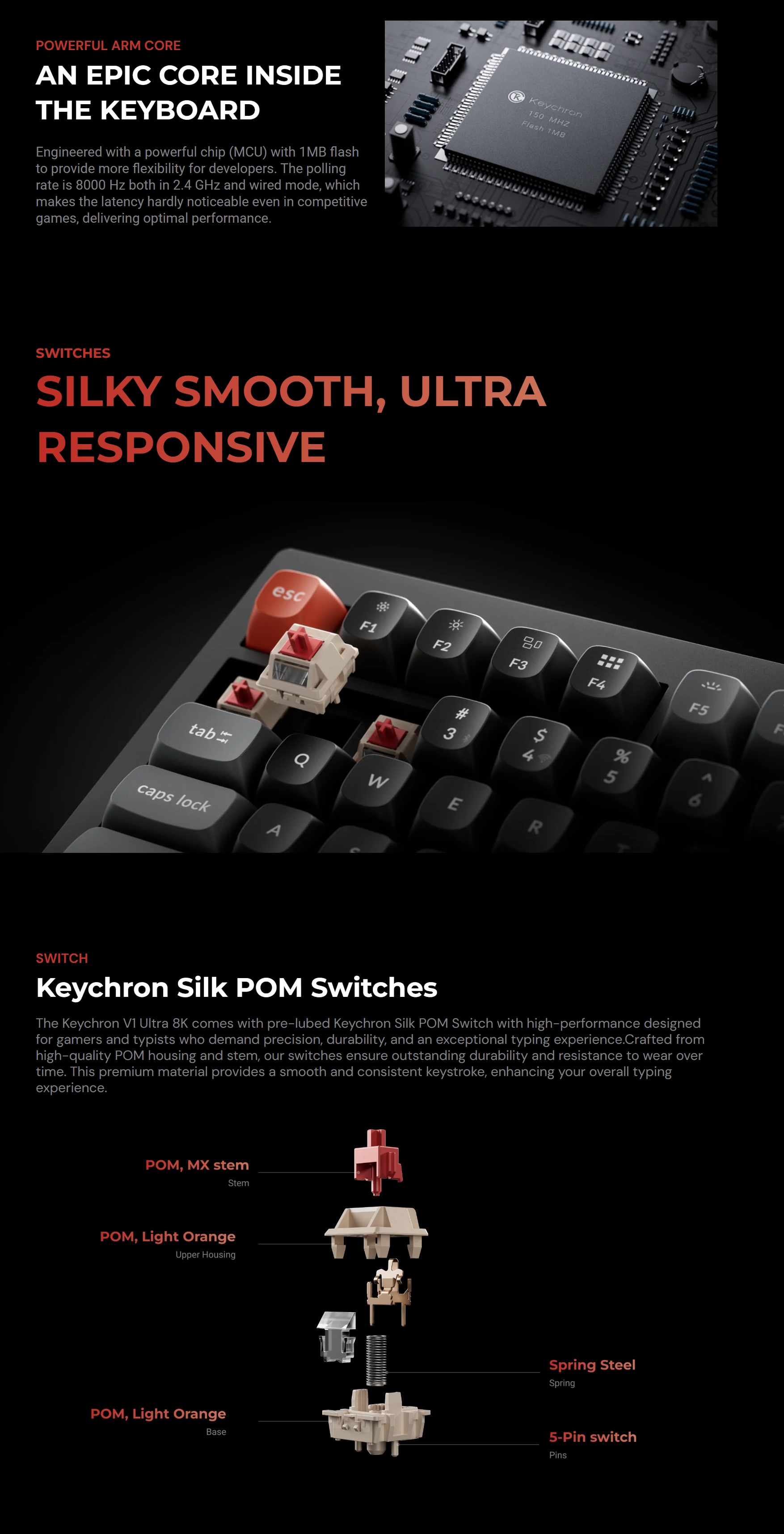 Keychron V1 Ultra 8K Wireless Mechanical Keyboard, Banana Silk POM