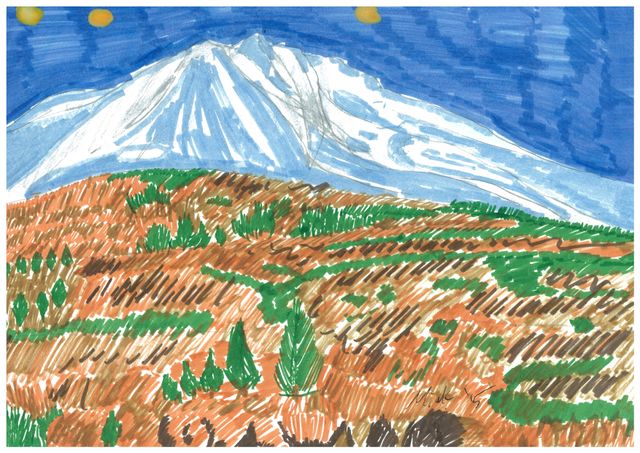 image: MOUNT SHASTA. FOR SALE. TO APPEAR IN MY NEXT COMIC BOOK. CONTACT FOR PRICE