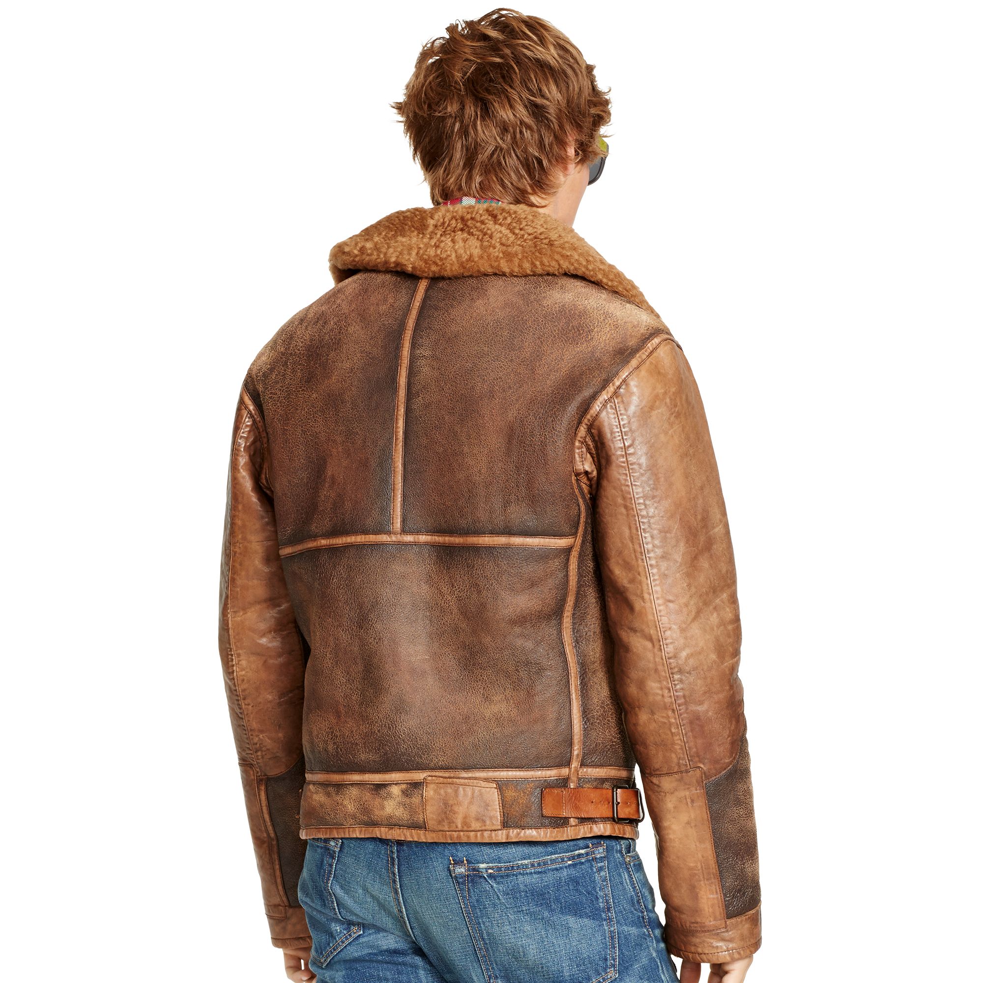 shearling bomber jacket ralph lauren