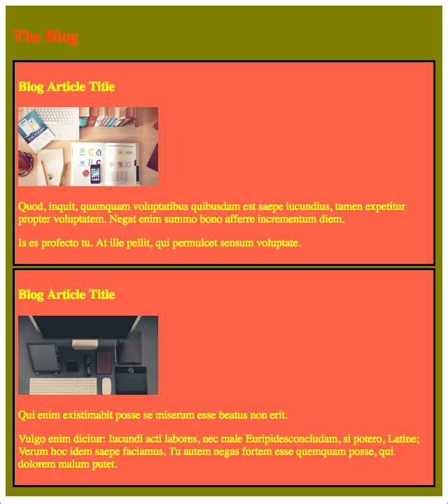 Nested div elements.
