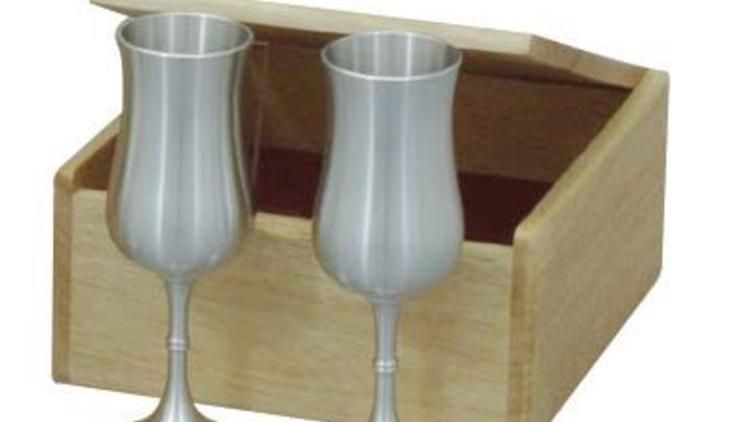 Pewter wine goblets