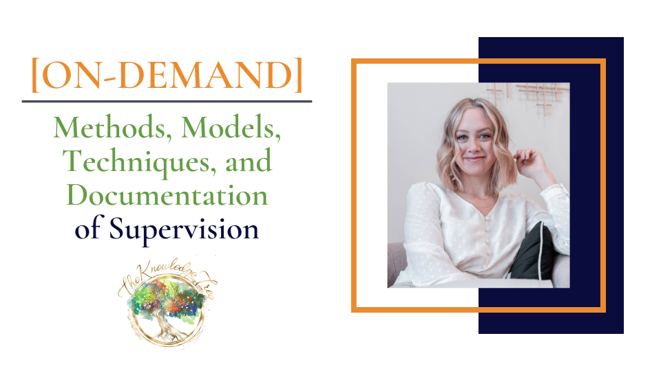Methods, Models, Techniques, and Documentation of Supervision On-Demand CE Webinar for therapists, counselors, psychologists, social workers, marriage and family therapists