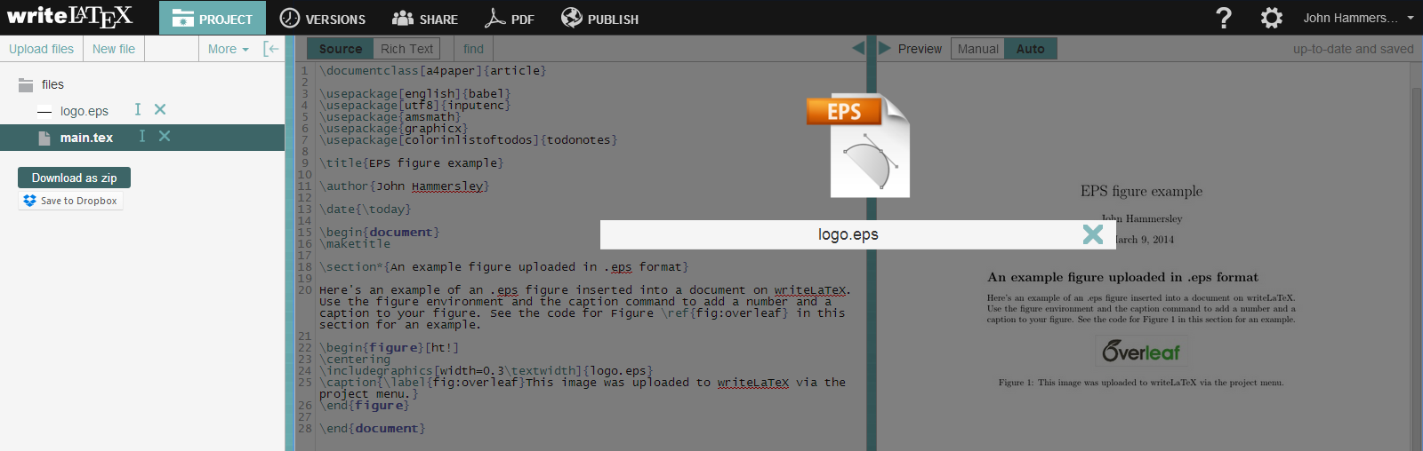 Writelatex eps figure upload example screenshot