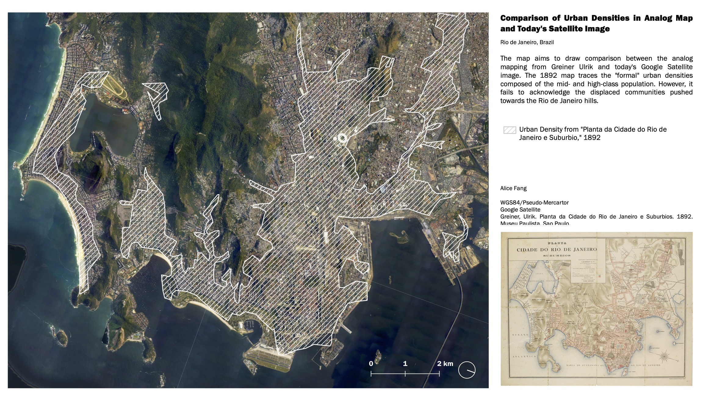 Comparison of Urban Densities in Analog Map and Today's Satellite Image ...