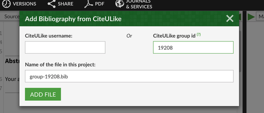 screenshot showing where to enter the citeulike group id